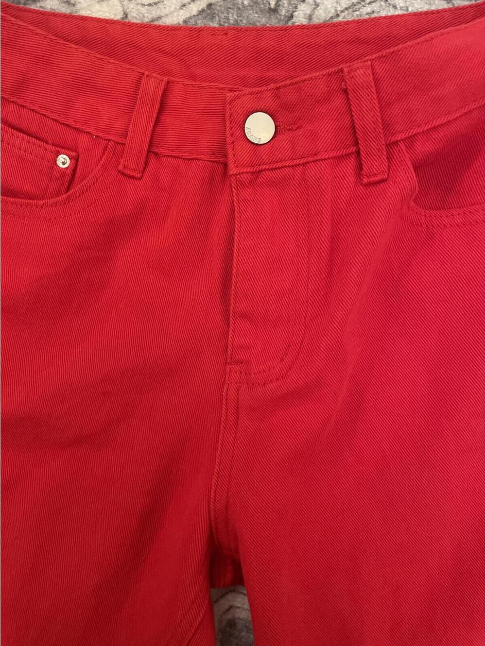Cider Wide Leg Jeans Women's Medium Frayed Hem Red Cotton - Picture 2 of 9